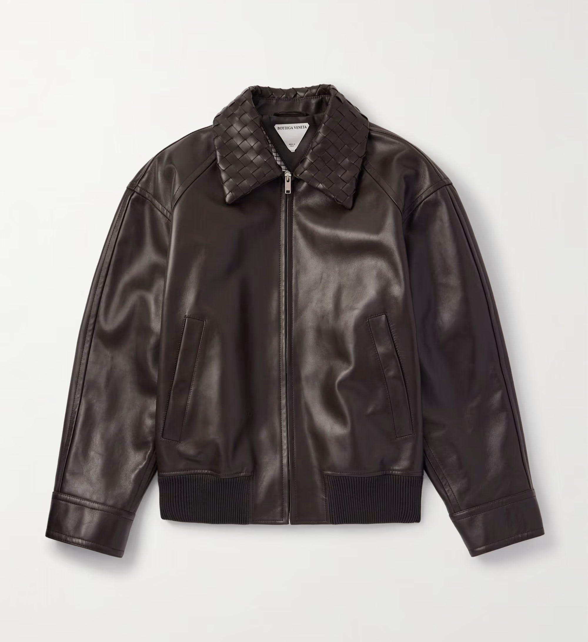 Bottega Veneta Intrecciato Leather Bomber Jacket