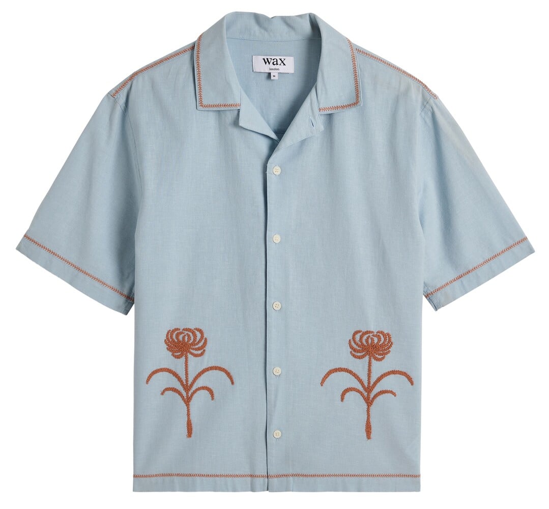 Wax London Keats Embroidered Short Sleeve Shirt