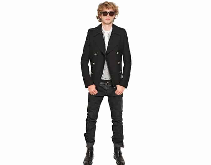Balmain Cotton Garbandine & Nappa Pea Coat