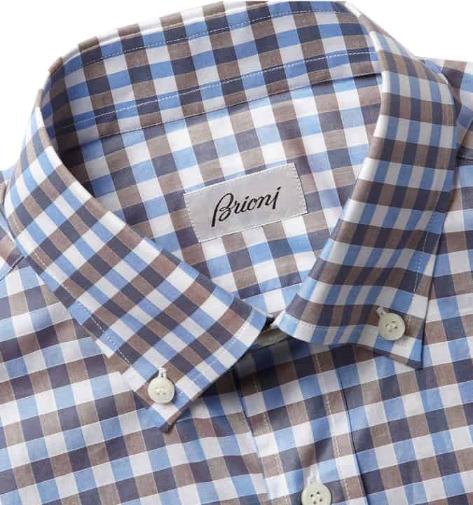 Brioni Gingham Check Cotton Shirt