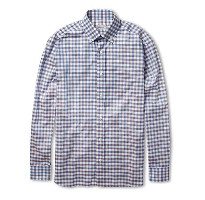 Brioni Gingham Check Cotton Shirt