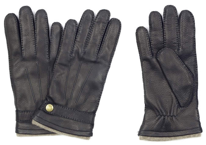 Dents Cashmere-Lined Black Leather Gloves