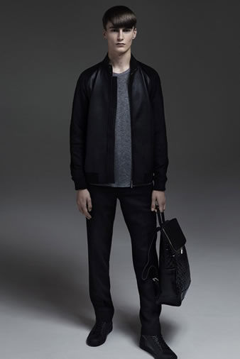 Topman Lux - Black Leather Bomber Jacket