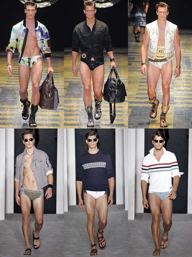 Men's Swim Briefs On The Runways At Versace And Michael Bastian SS13