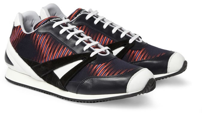 BALENCIAGA PRINTED FABRIC AND LEATHER SNEAKERS