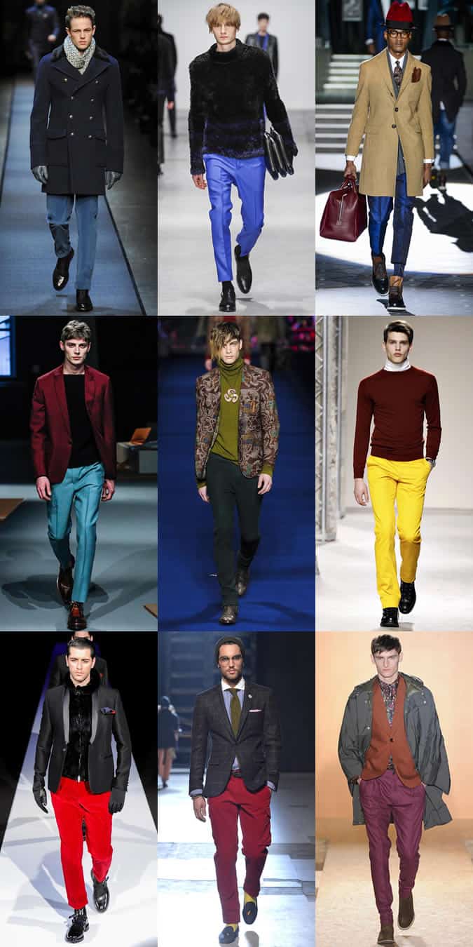 Men's Coloured Trousers On AW13 Runways