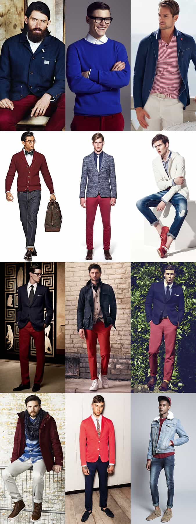 Men's Red, White and Blue Outfit Inspiration Lookbook