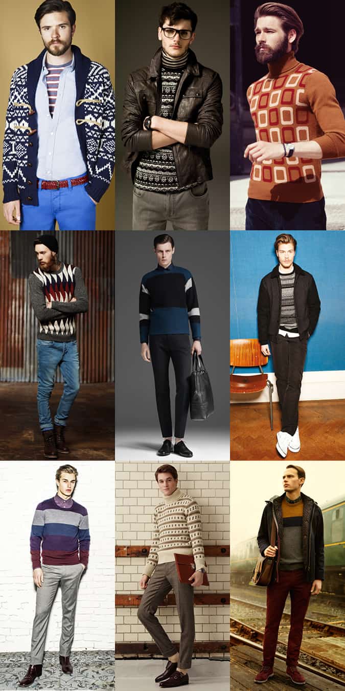 Men's Graphic and Statement Knitwear Lookbook Outfit Inspiration