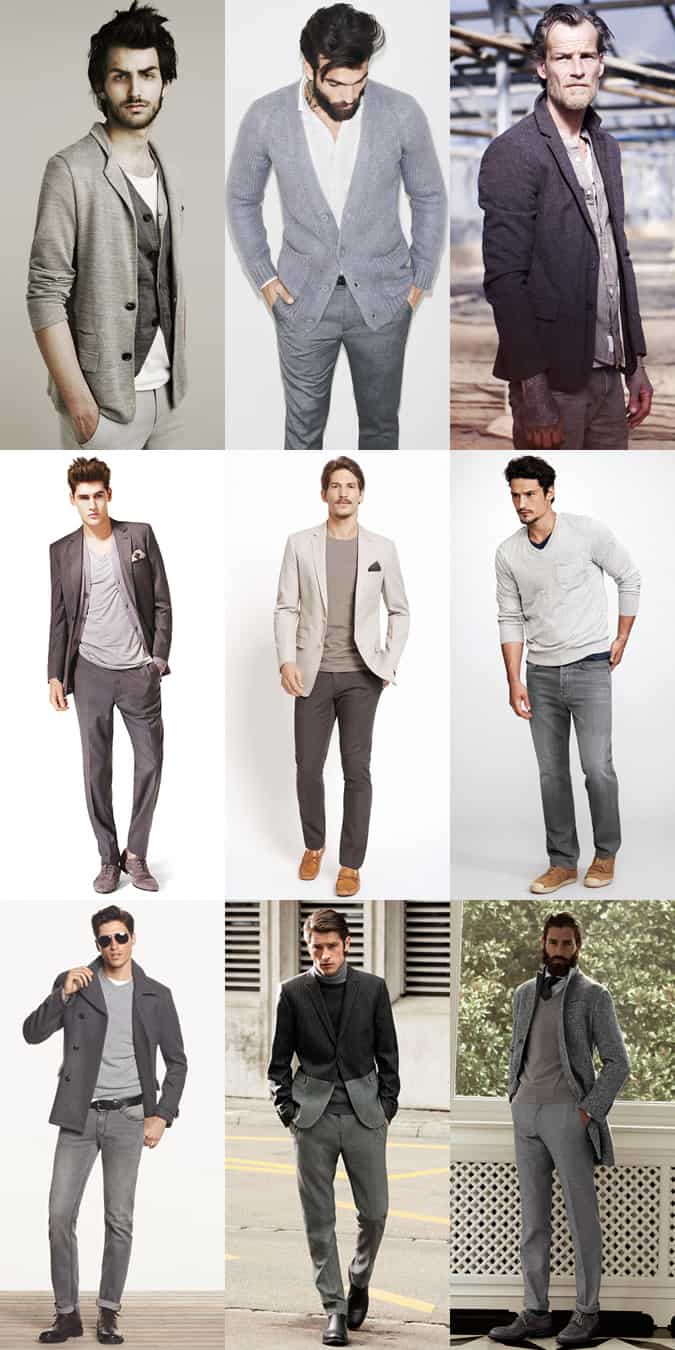 Men's Grey Tonal Outfits Lookbook Inspiration