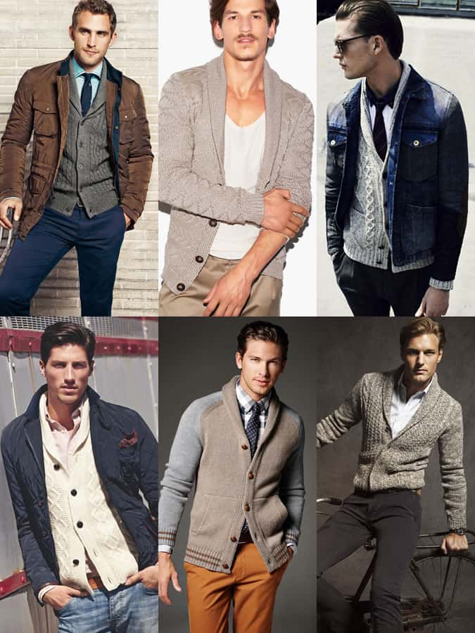 Men's Shawl Collar Cardigan Lookbook Outfit Inspiration