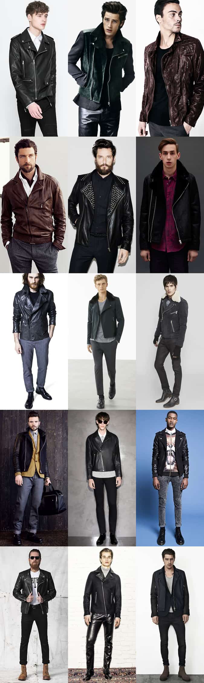 Men's Leather Biker Jacket Outfit Inspiration Lookbook