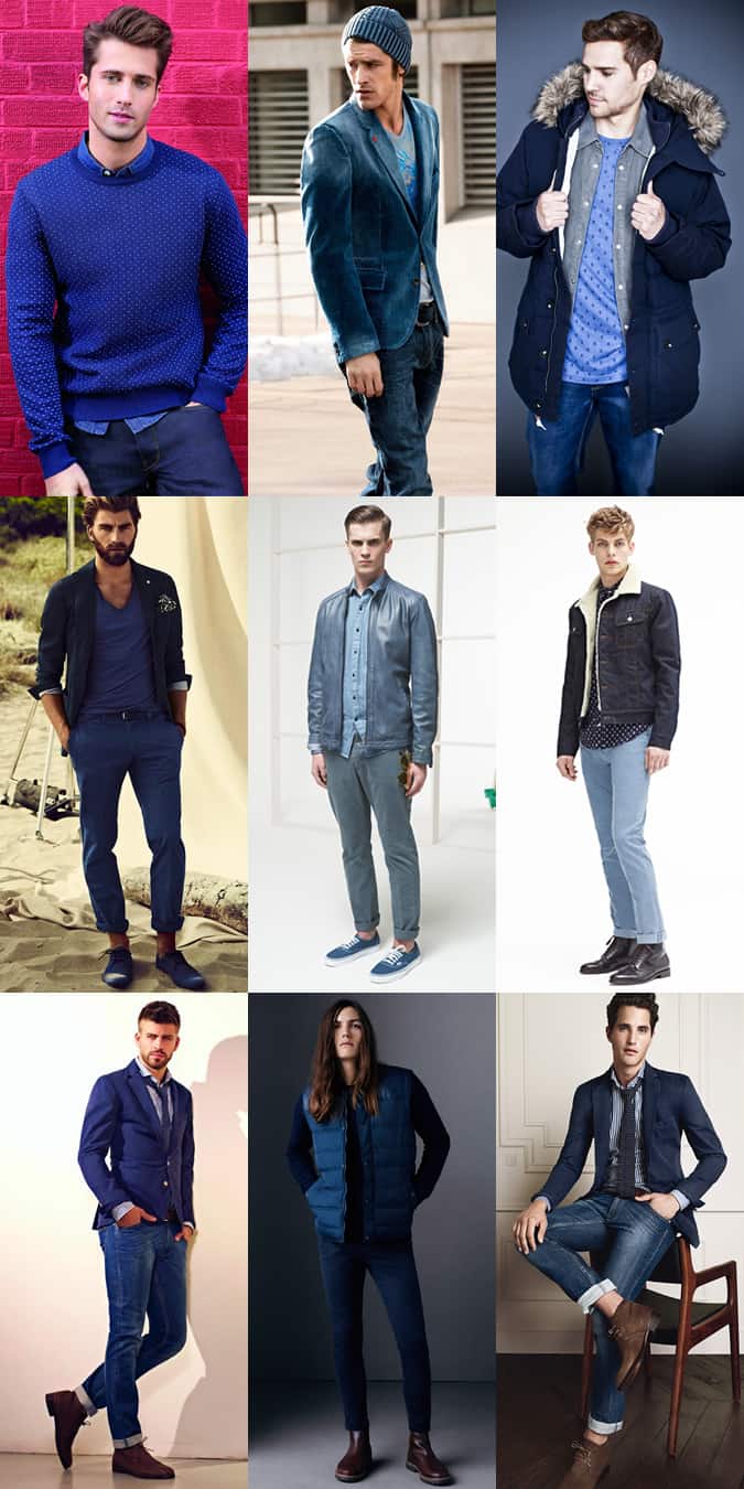 Men's Tonal Blogger/French Blue Outfit Inspiration Lookbook