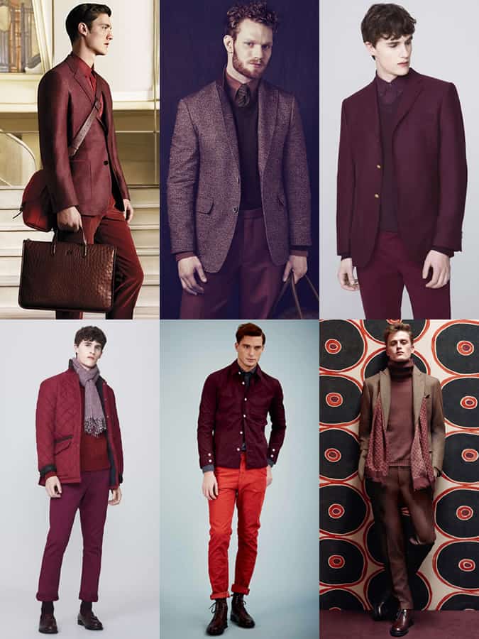 Men's Burgundy/Red Tonal Outfit Inspiration Lookbook