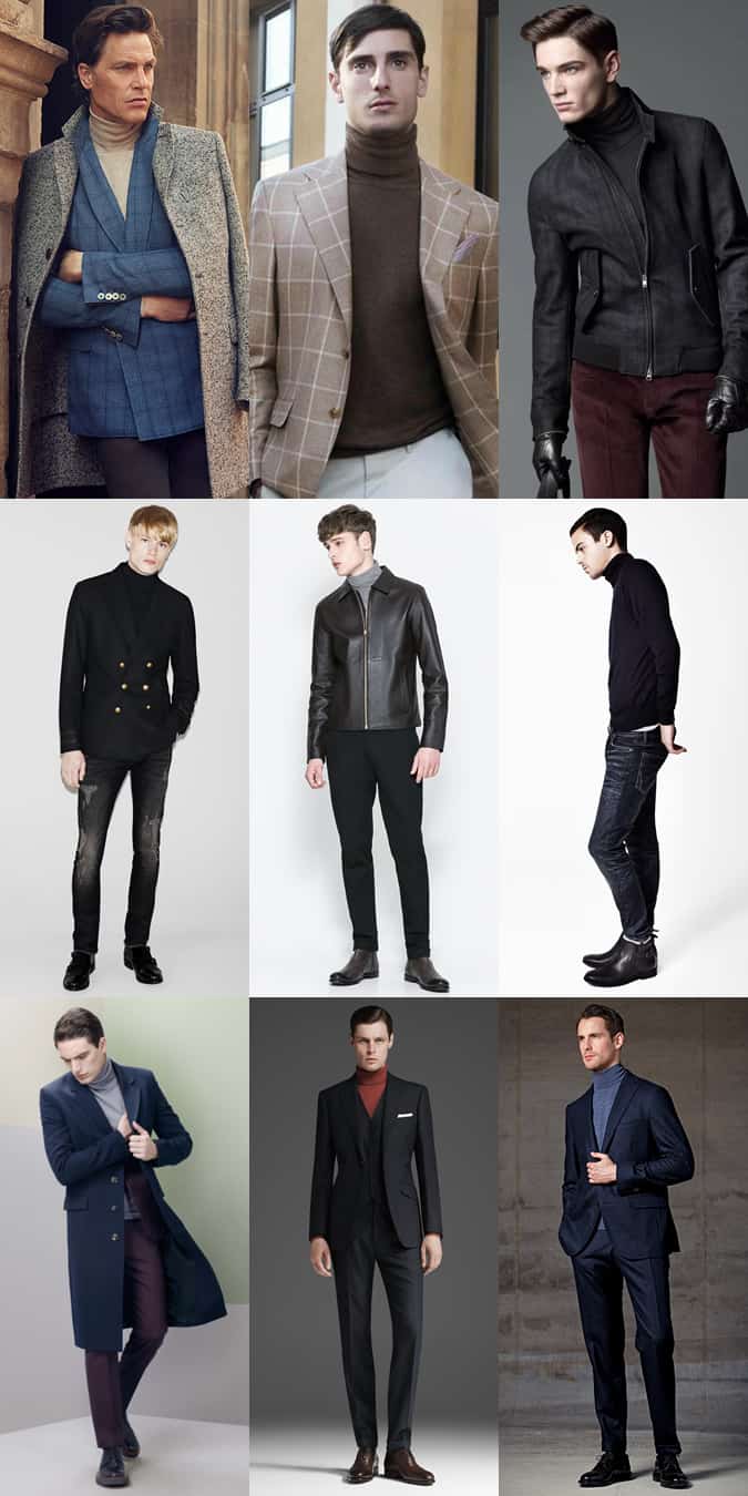 Men's Thin Gauge Roll Neck Outfit Inspiration Lookbook
