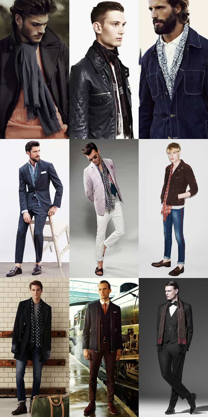 Men's Silk And Lightweight Scarves Outfit Inspiration Lookbook