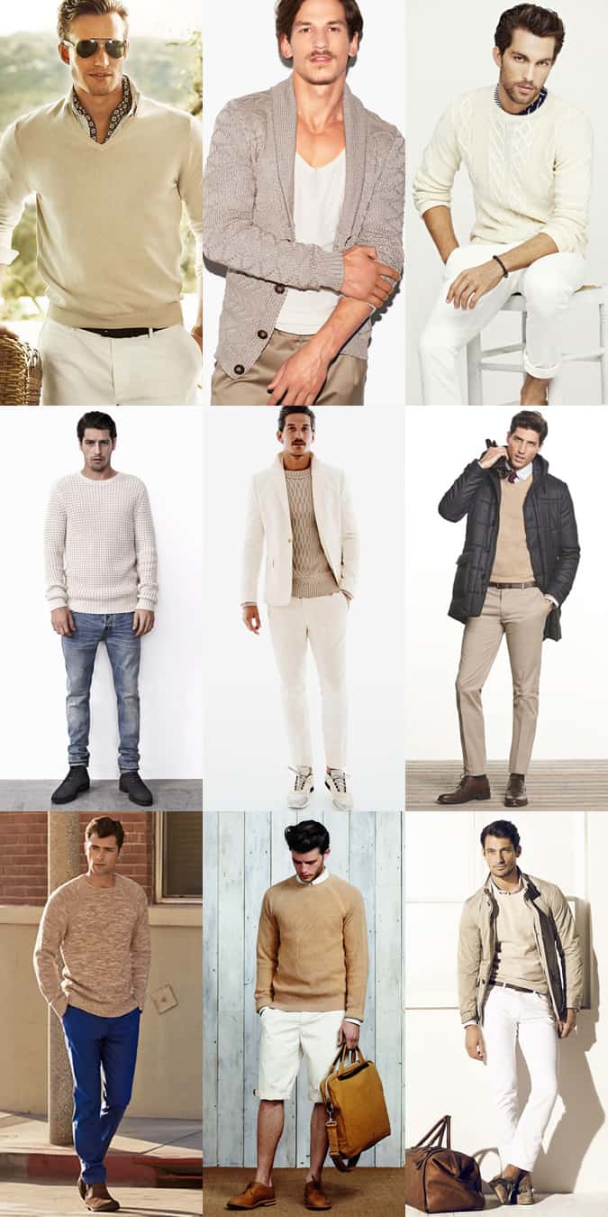 Men's Nude Coloured Knitwear Outfit Lookbook Inspiration