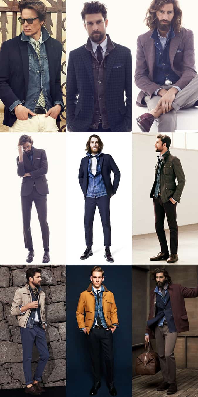 Men's Smart-Casual and Formal Denim Jacket Outfit Inspiration Lookbook