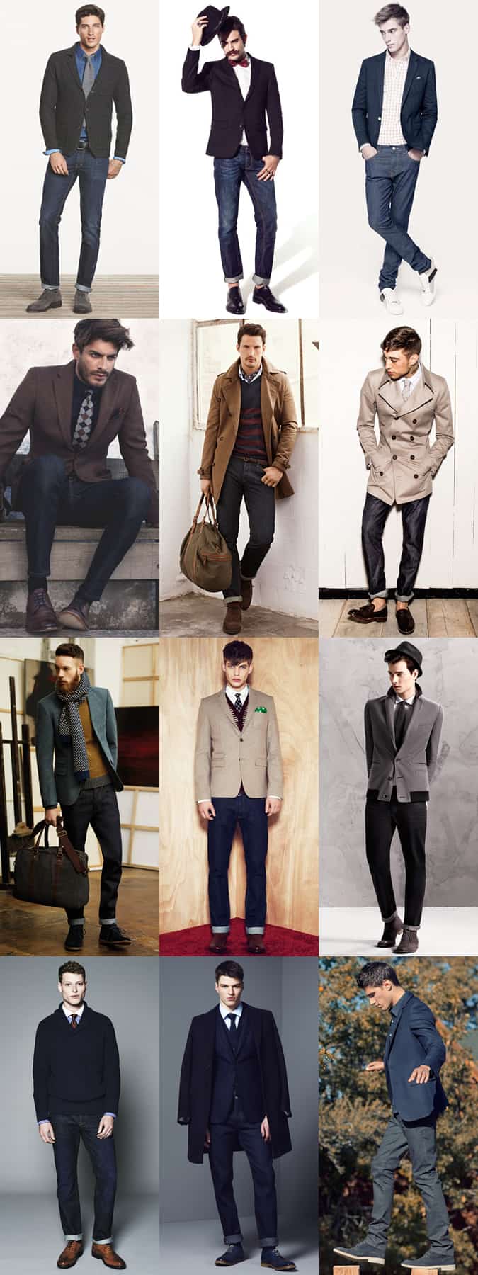 Men's Smart-Casual and Formal Denim Jeans Outfit Inspiration Lookbook