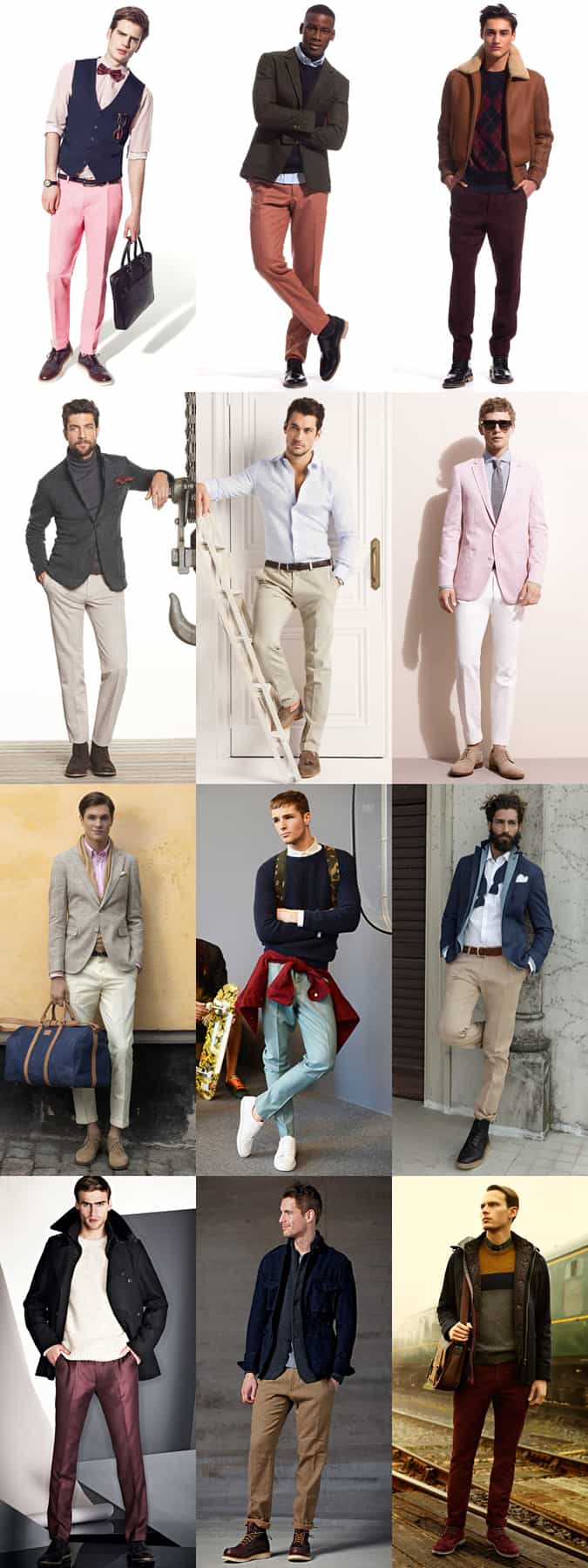 Men's Coloured Tailored Trousers Outfit Inspiration Lookbook