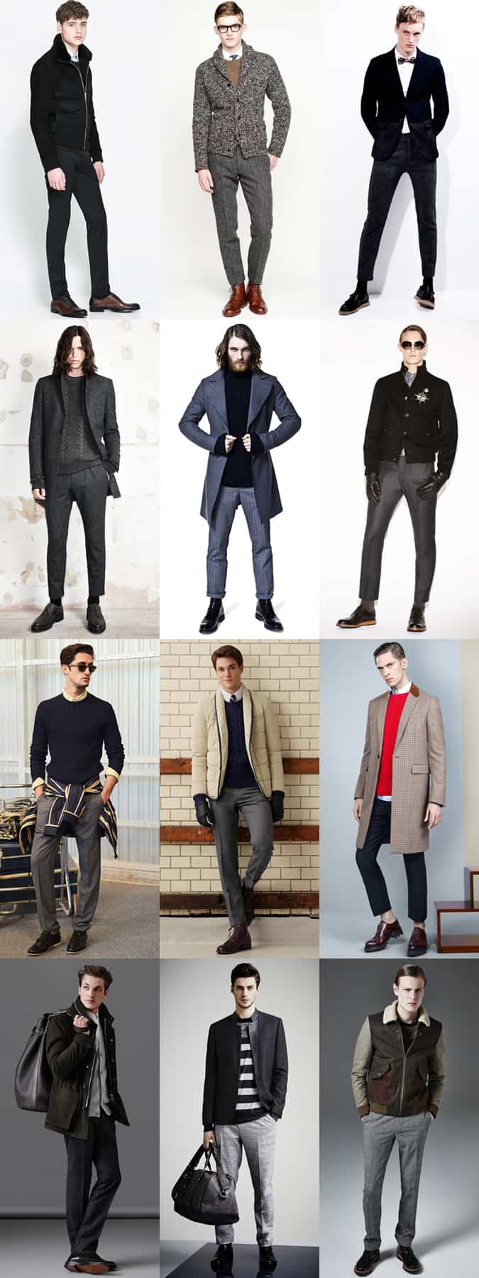 Men's Dark Tailored Trousers Outfit Inspiration Lookbook