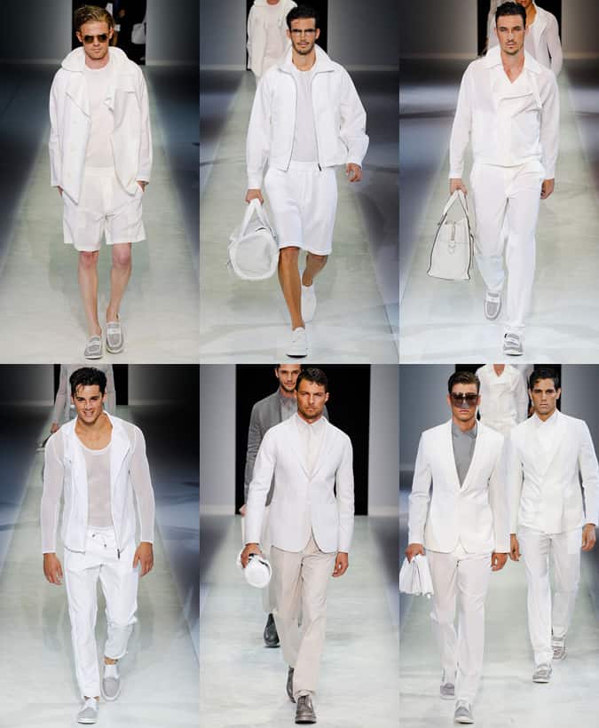 Emporio Armani All-White Outfits: SS14 Menswear Runways