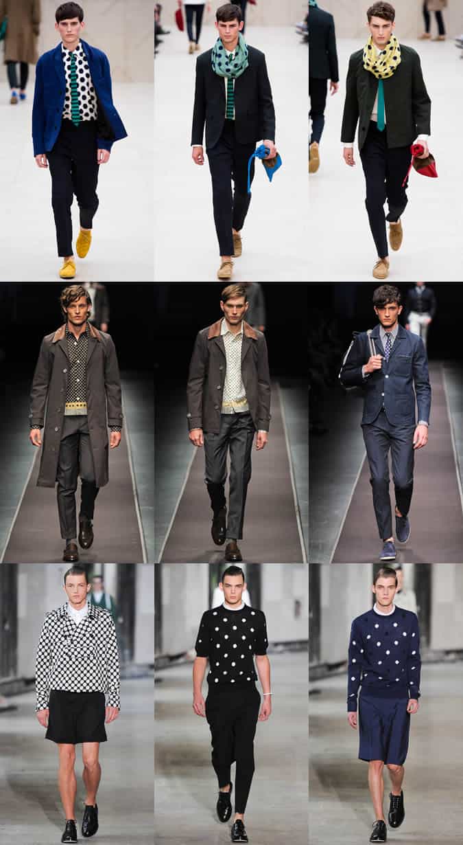 Men's Polka Dots on SS14 Runways at Burberry Prorsum, Canali and Kris Van Assche