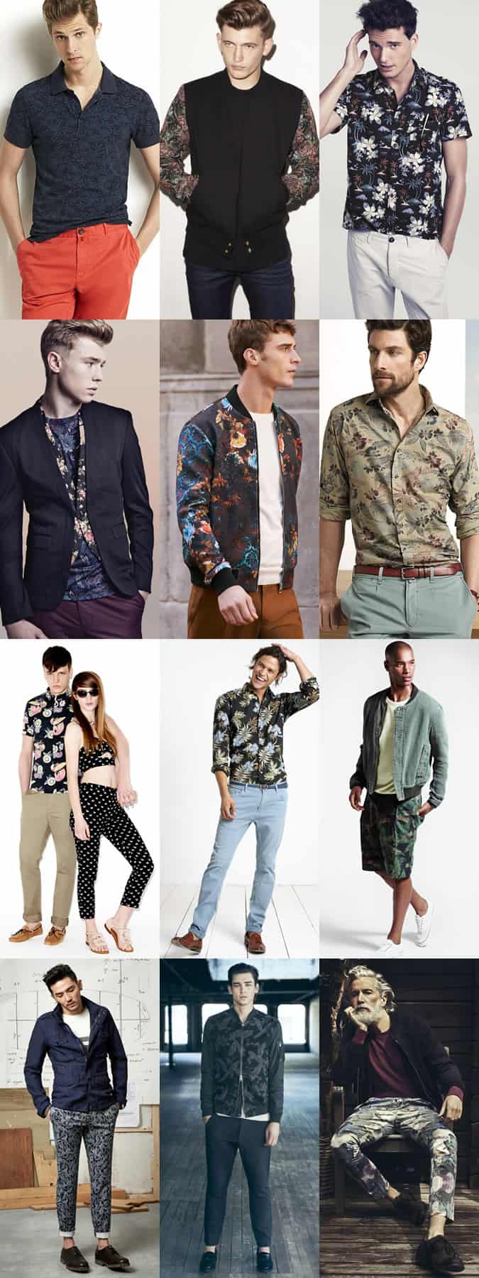 Men's Dark Floral Print Outfit Inspiration Lookbook