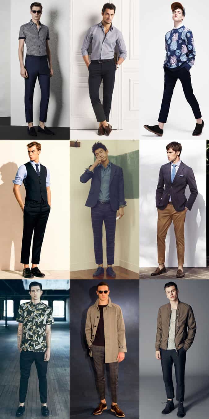 Men's Cropped Trousers/Chinos Outfit Inspiration Lookbook