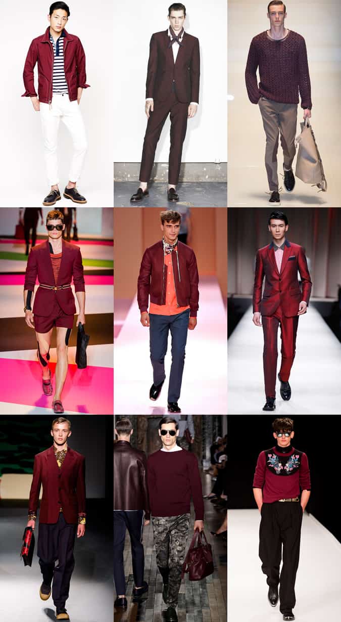 Berry Shades On SS14 Menswear Runways At J.Crew, Marc Jacobs, Gucci & Versace, Paul Smith and Prada, among others