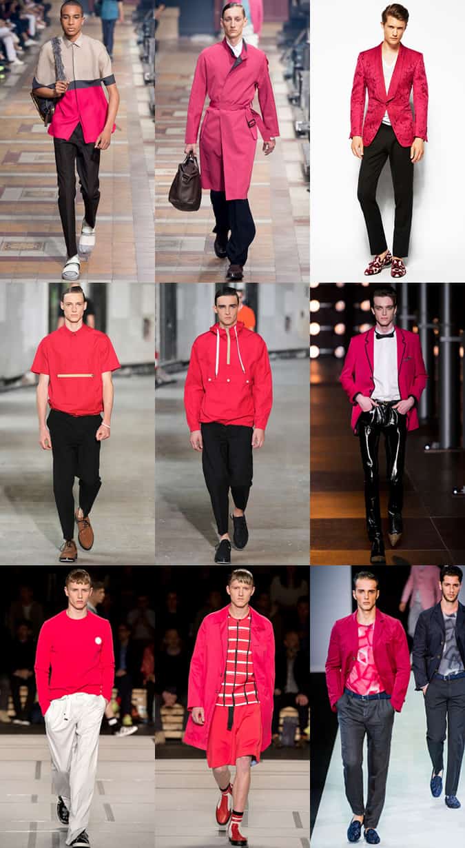Hot Pink On SS14 Menswear Runways At Lanvin, Tom Ford, Saint Lauren, Kenzo and Armani, among others