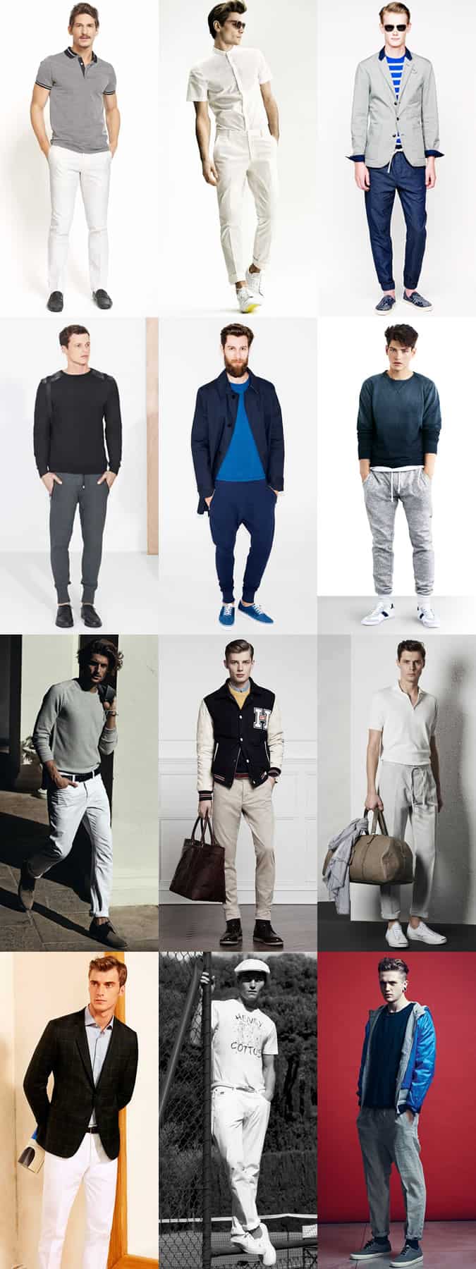 Men's Cuffed Sweatpants and Slim Chinos Sweatshirt Styling - Outfit Inspiration Lookbook