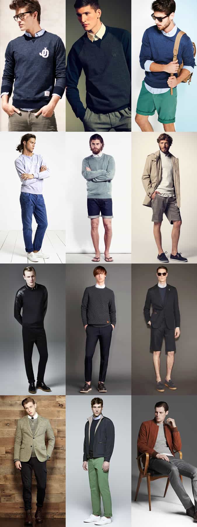 Men's Smart-Casual Sweatshirt Styling - Outfit Inspiration Lookbook