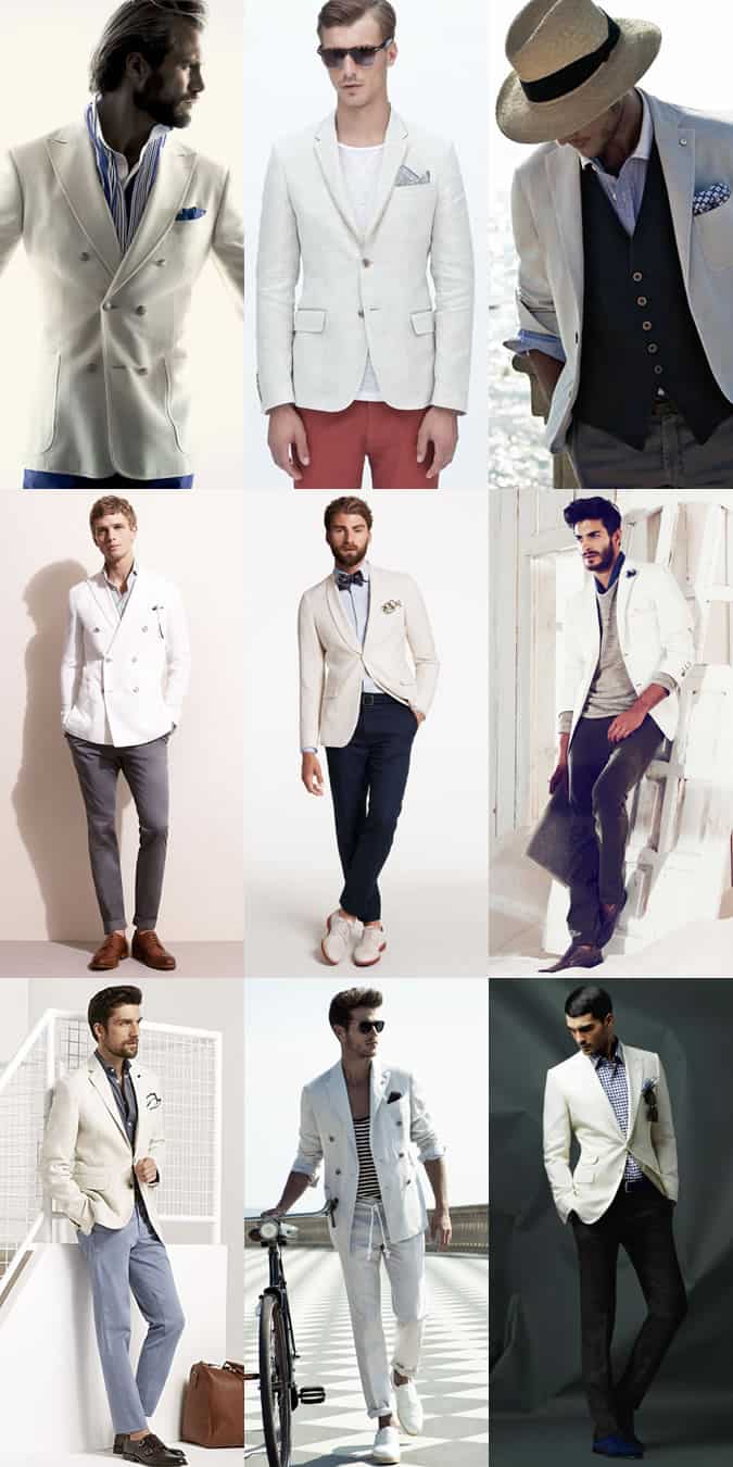 Men's White Blazer Spring/Summer Outfit Inspiration Lookbook