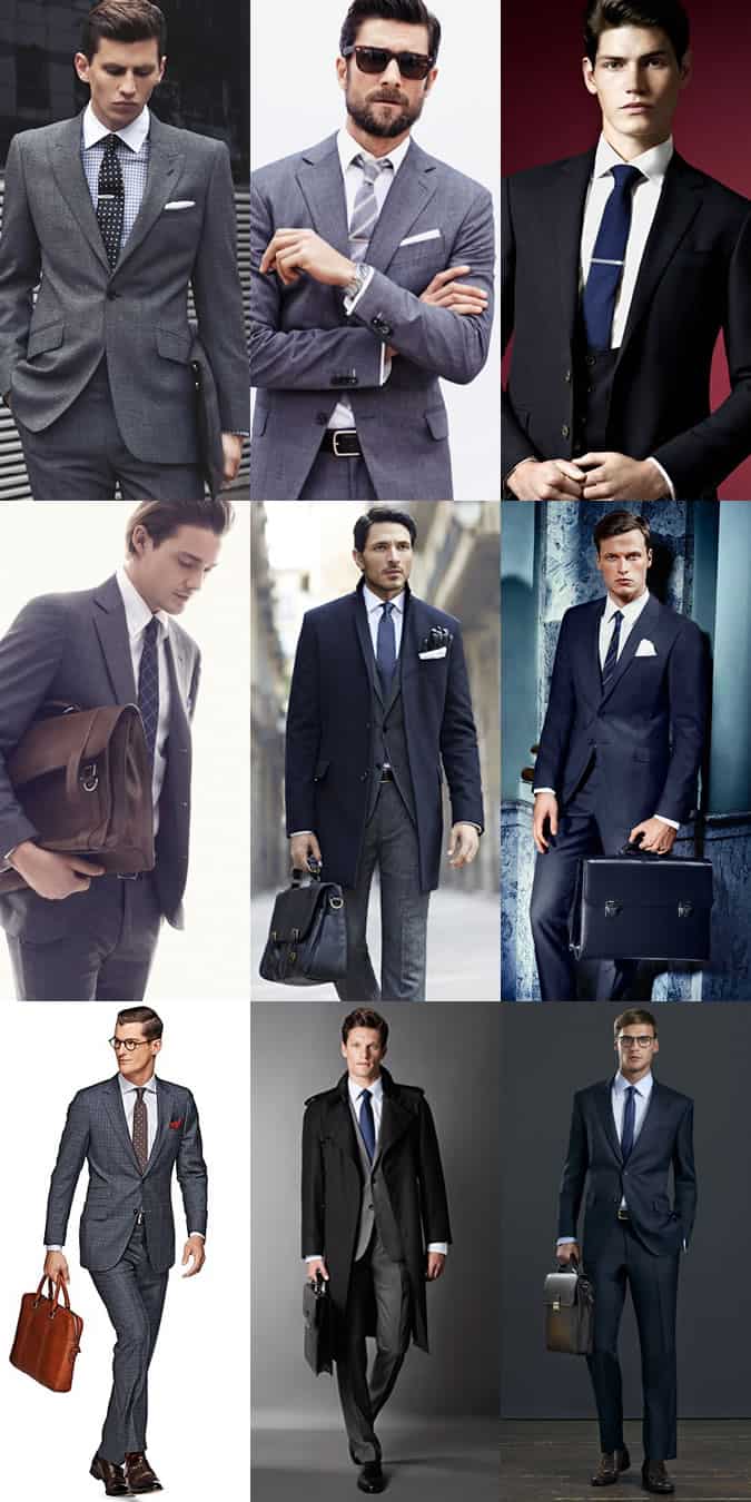 Men's Corporate/City Slicker Outfits - Tie Clips, Structured Briefcases