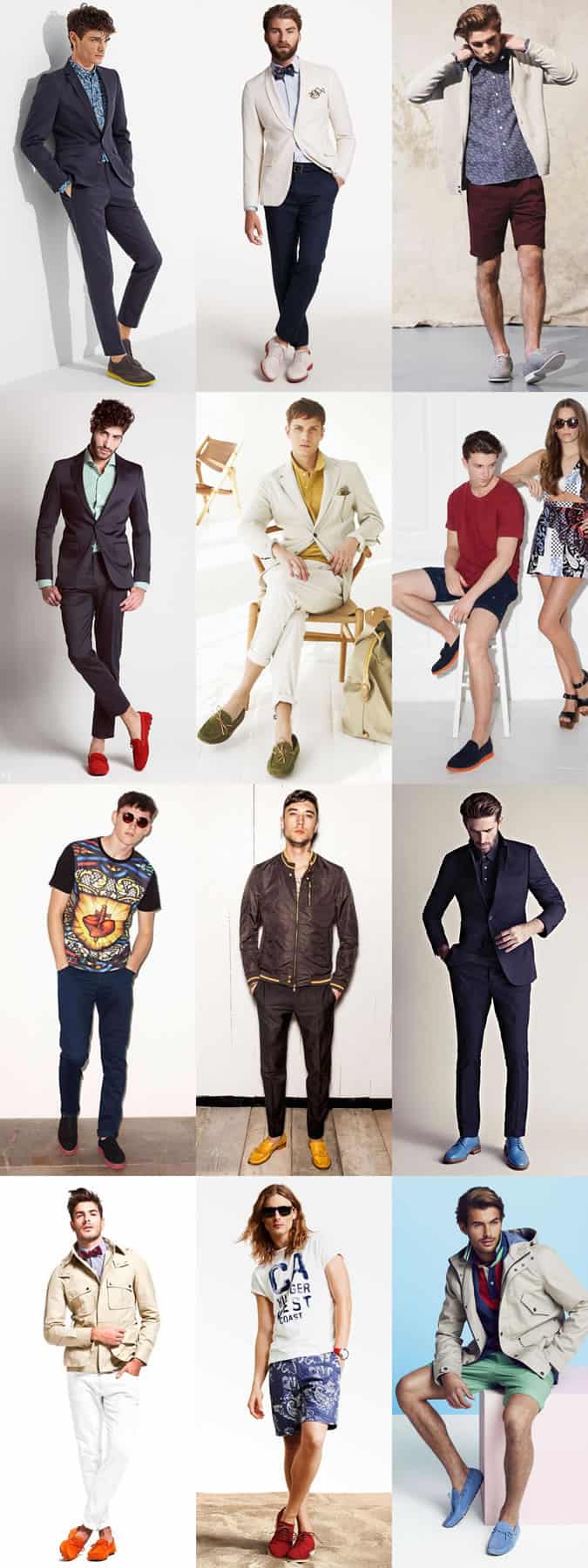 Men's Coloured and Contrast Sole Footwear Outfit Inspiration Lookbook
