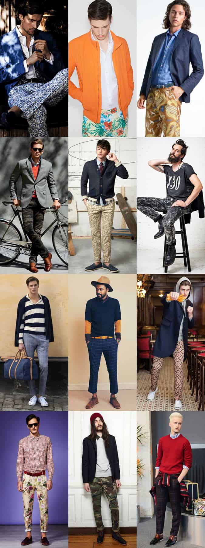 Men's Printed Trousers Outfit Inspiration Lookbook