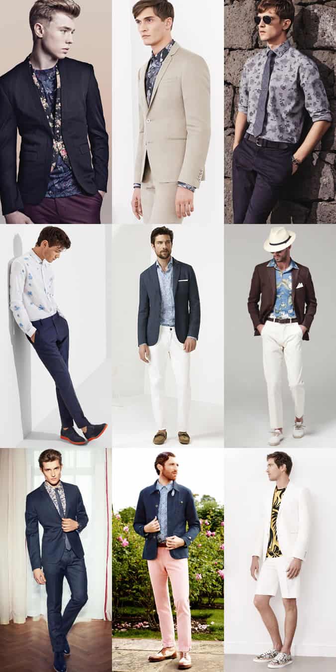 Men's Smart Floral Print Outfit Inspiration Lookbook