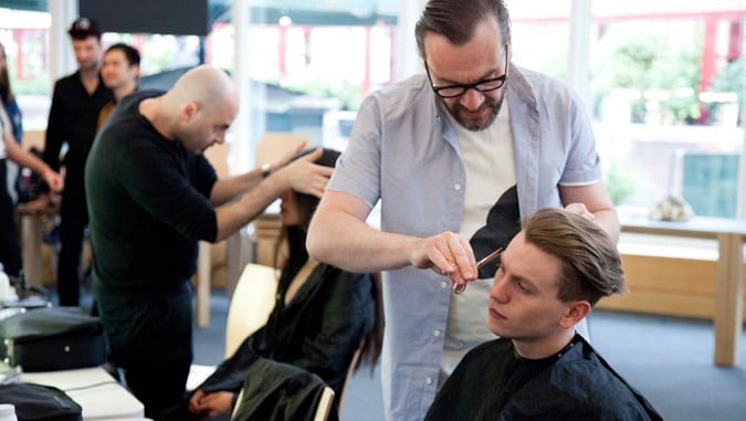 Sassoon Working On The Model's Hair For The YMC SS15 Runway Show At LC:M