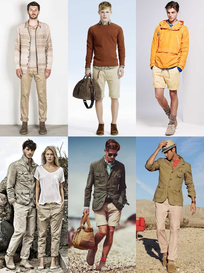 Men's Suede Worker Boots and Desert Boots - Summer Safari Outfit Inspiration Lookbook
