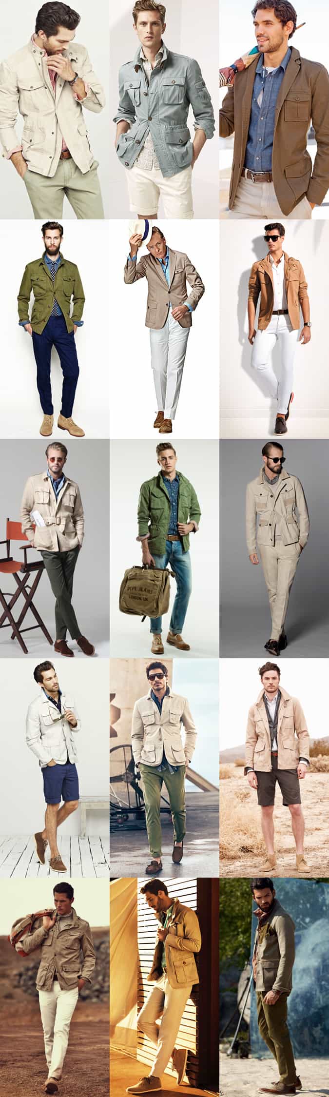 Men's Safari Jackets - Outfit Inspiration Lookbook