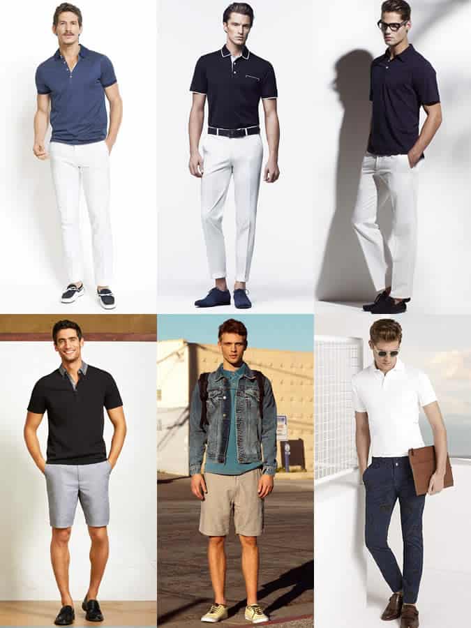 Men's Neutral Polo Shirts High Summer Outfit Inspiration Lookbook