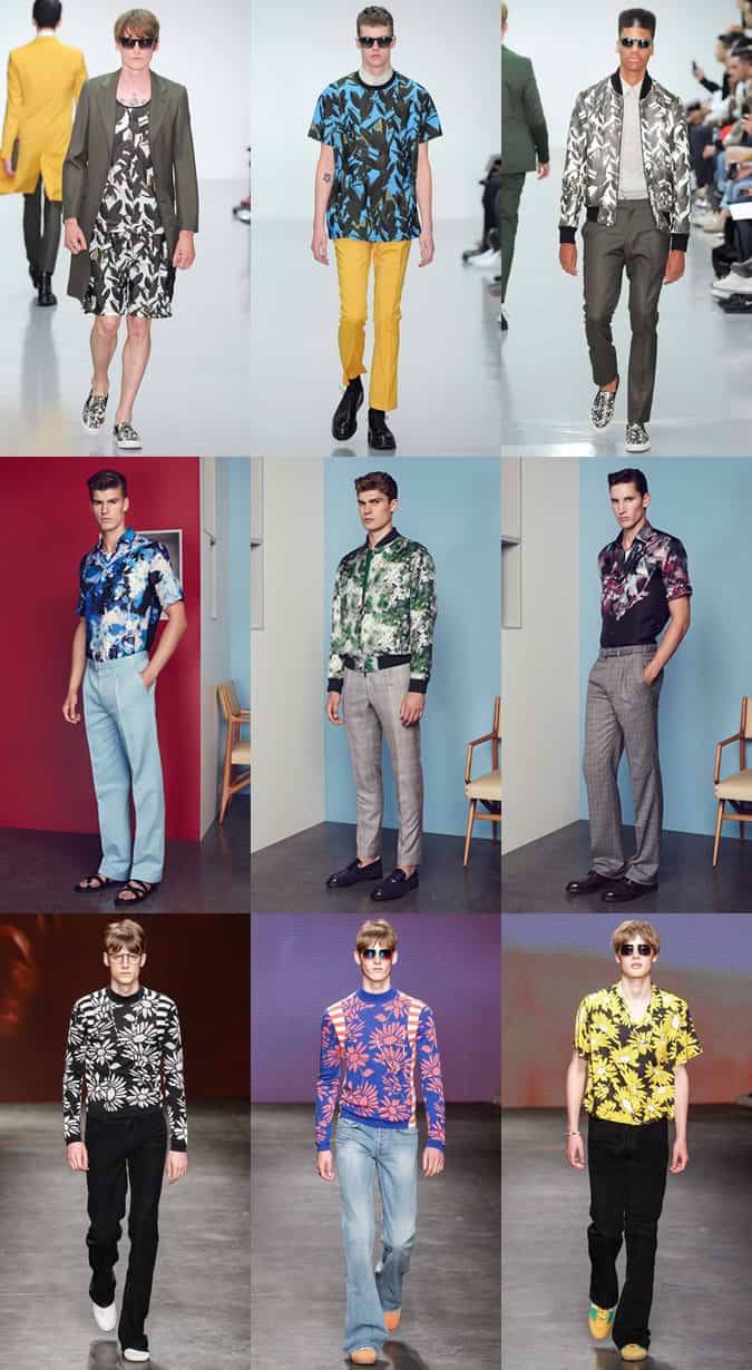Men's Floral Print Clothing On SS15 Menswear Runways