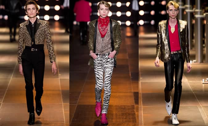 Men's Snakeskin Prints On The SS14 Menswear Runways At Saint Laurent