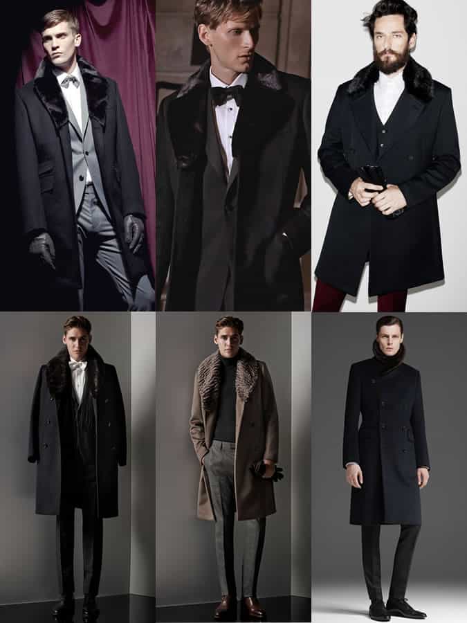 Men's Fur Trim Coats Outfit Inspiration Lookbook