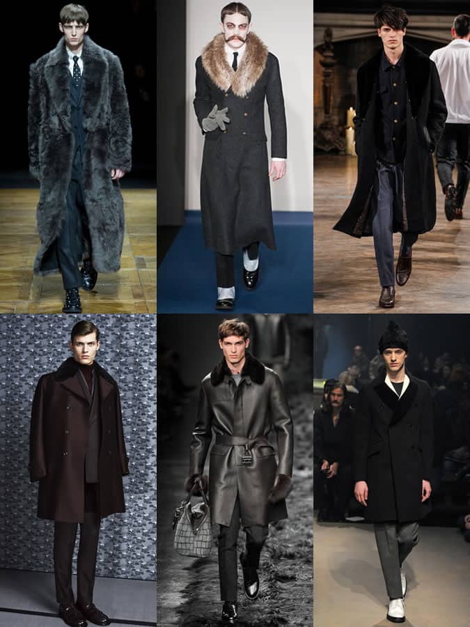 Fur and Velvet Collar Coats On The AW14 Menswear Runways