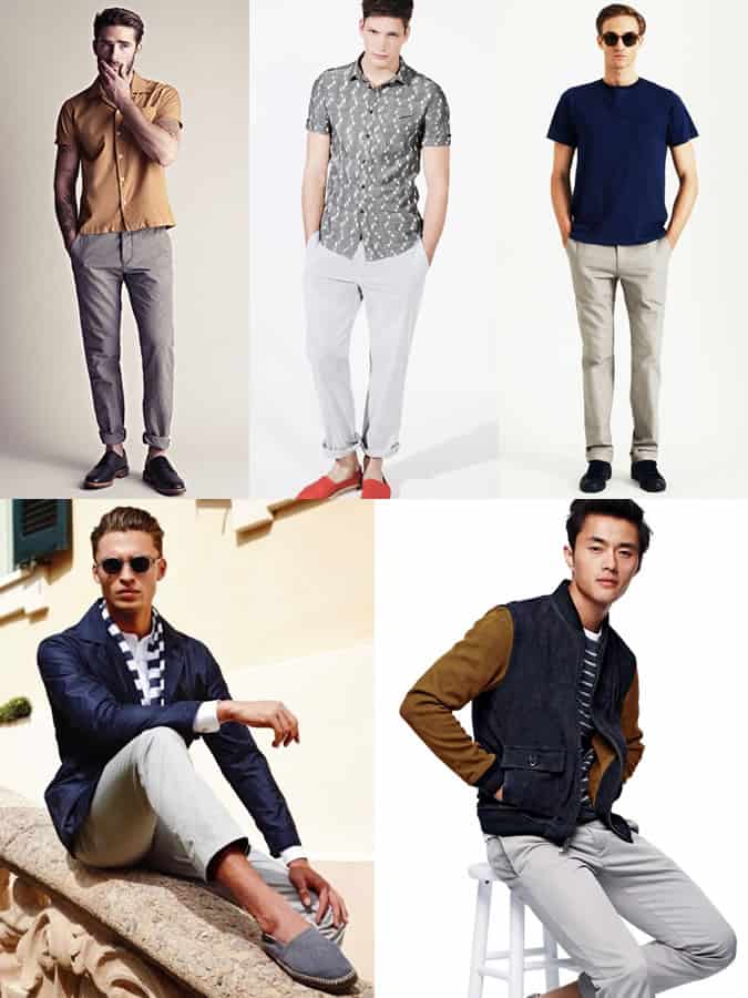 Men's Grey Chinos Summer Holiday Outfit Inspiration Lookbook