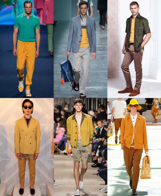 Mustard Yellow Clothing On The SS15 Menswear Runways