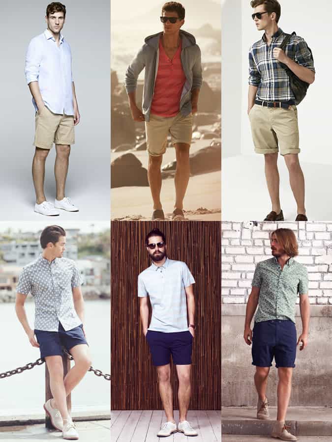 Men's Neutral Tailored Shorts Summer Holiday Outfit Inspiration Lookbook