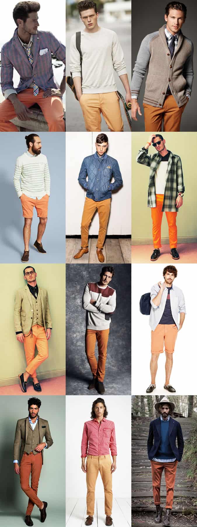 Men's Orange Legwear Outfit Inspiration Lookbook