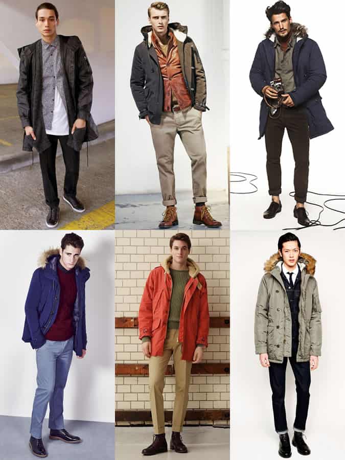 Men's Parka Coats Outfit Inspiration Lookbook